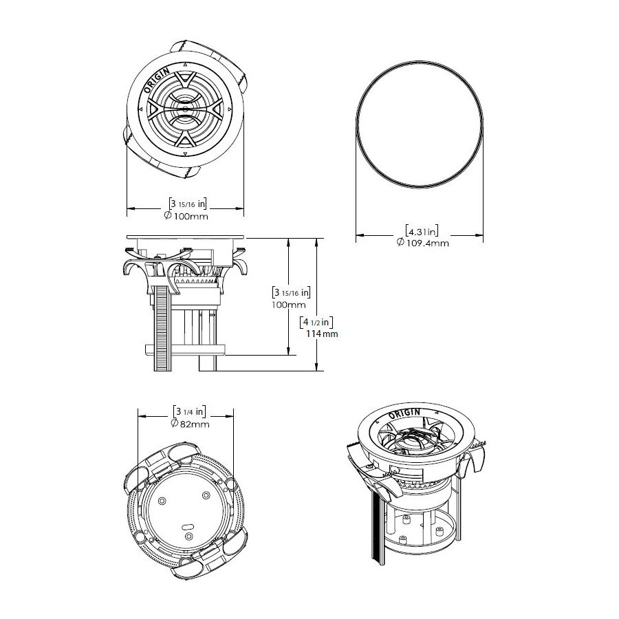 Director - 3in Opening Kevlar In-Ceiling Speaker SQ/RD Grill