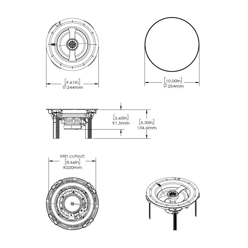 6.5in Poly In-Ceiling Speaker with PEI Tweeter Tool-Less 8PK