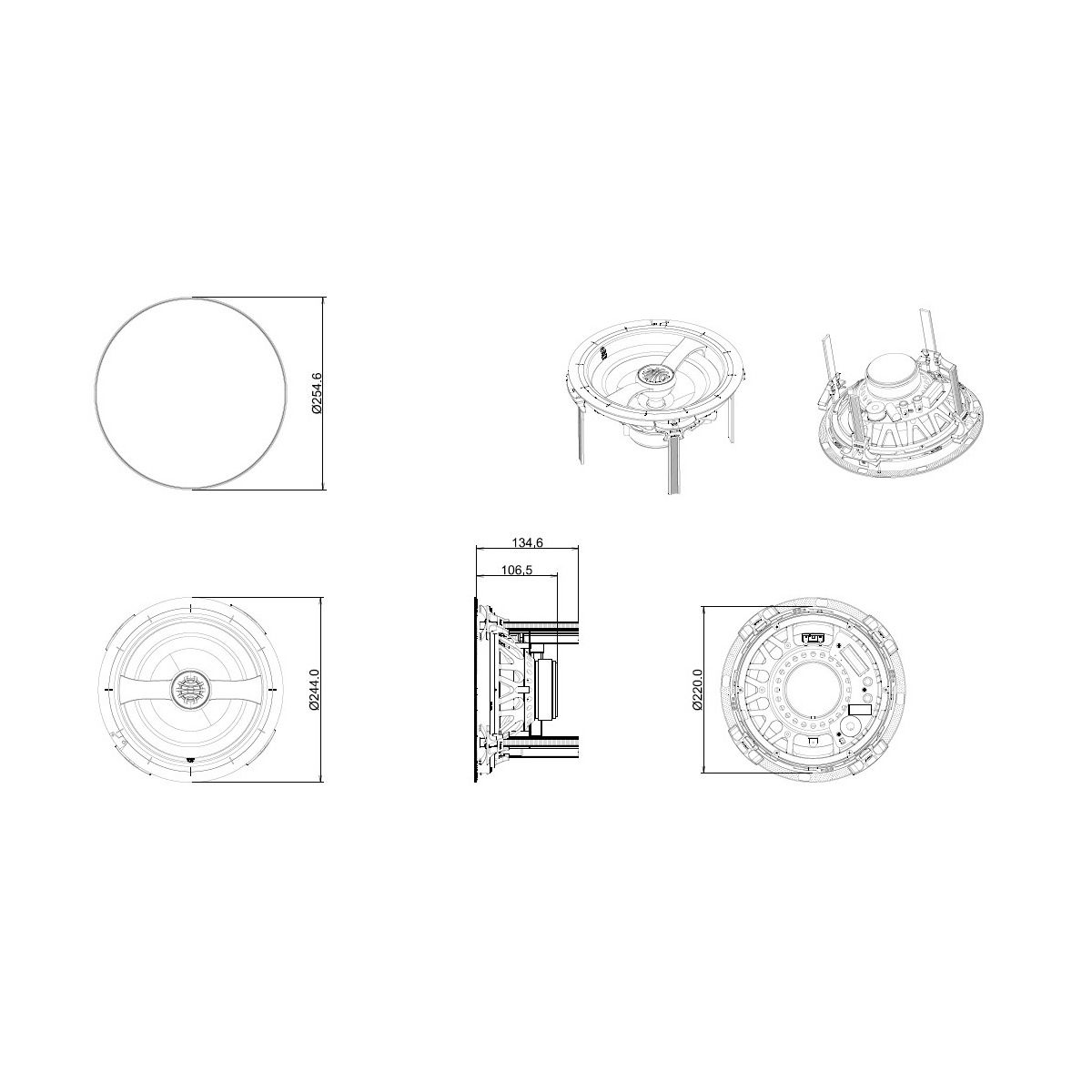 8in In-Ceiling Speaker with Silk Tweeter Tool-Less 8-pack