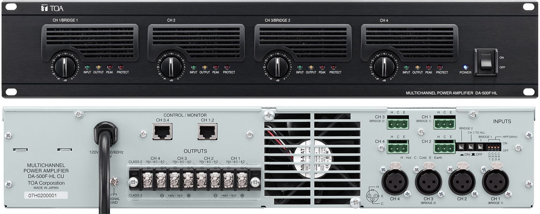 Digital multi-channel amplifier (500W x 4 ch 70V) (550W x 4