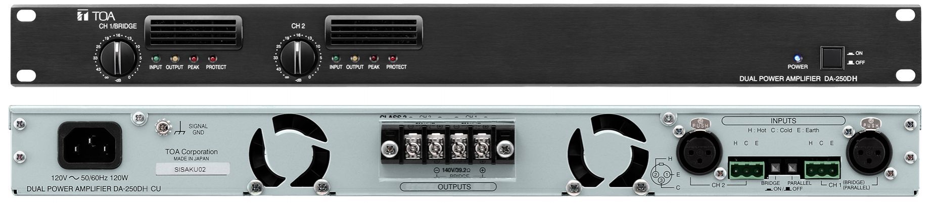 Digital multi-channel amplifier (250W X 2 channels 70V)