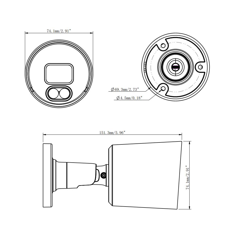 5MP, IP Bullet Camera, AI, Colour, SupLwLx, 3.6mm H.265