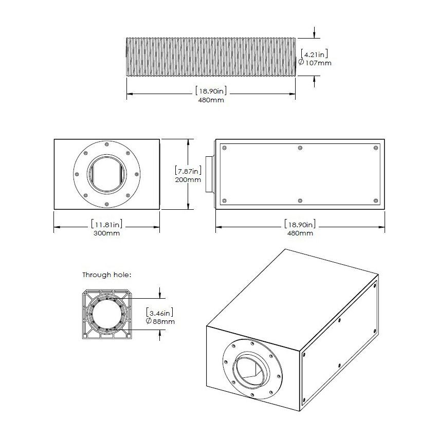 In Ceiling Dual 6in box/ 4in tube Sub, w- baffle bezel & gri