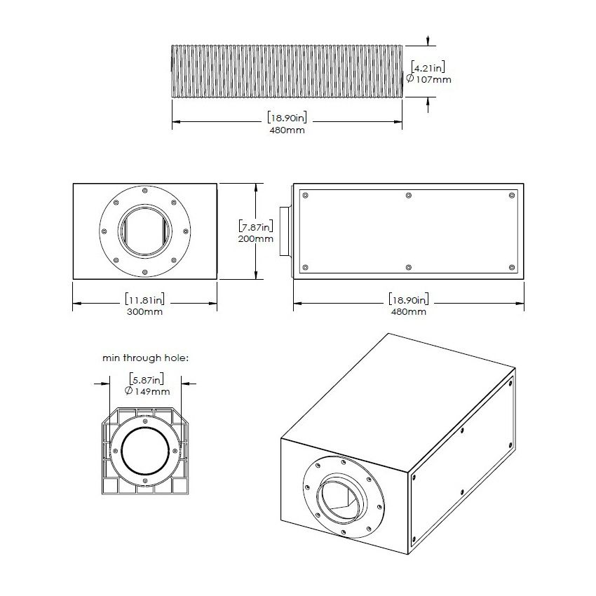 In Ceiling Dual 6in box/ 5in tube Sub, w- baffle bezel & gri