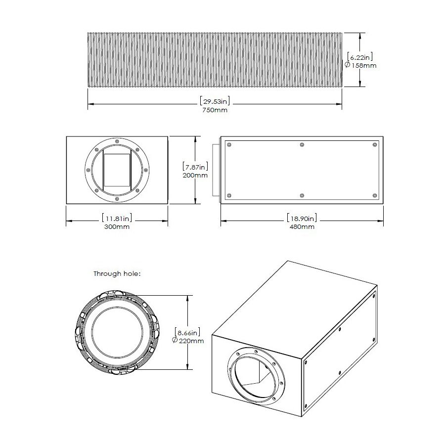 In Ceiling Dual 6in box/ 6in tube Sub, w- baffle bezel & gri