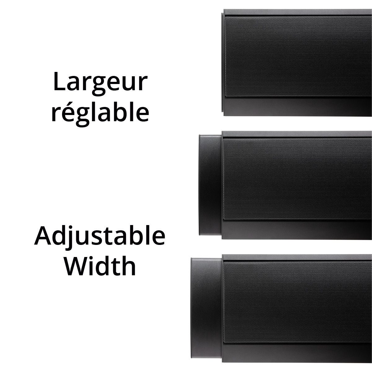 On-wall, adjustable width, 3ch passive soundbar for 75in TVs