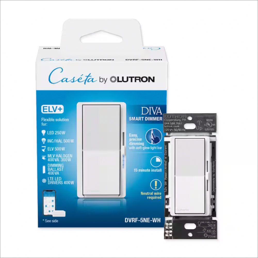 CASETA DIVA SMART DIMMER 3-WAY ELV+ GLOSS WHITE