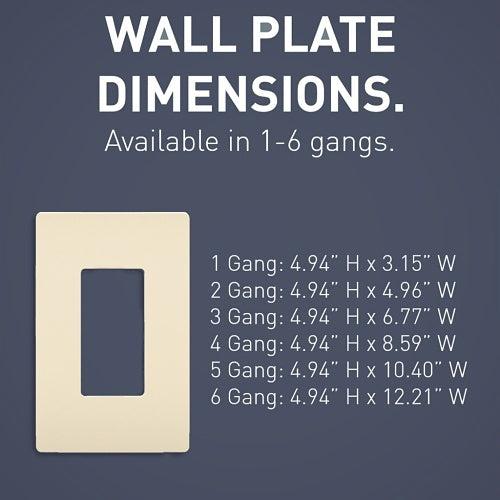 Pass & Seymour RWP26LA radiant 1-Gang Screwless Wall Plate, Light Almond