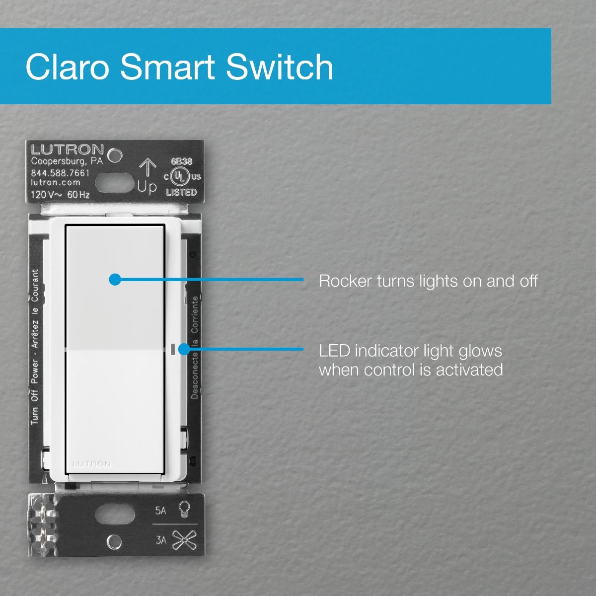 CLARO SMART SWITCH W-NEUTRAL - **Specify Colour**