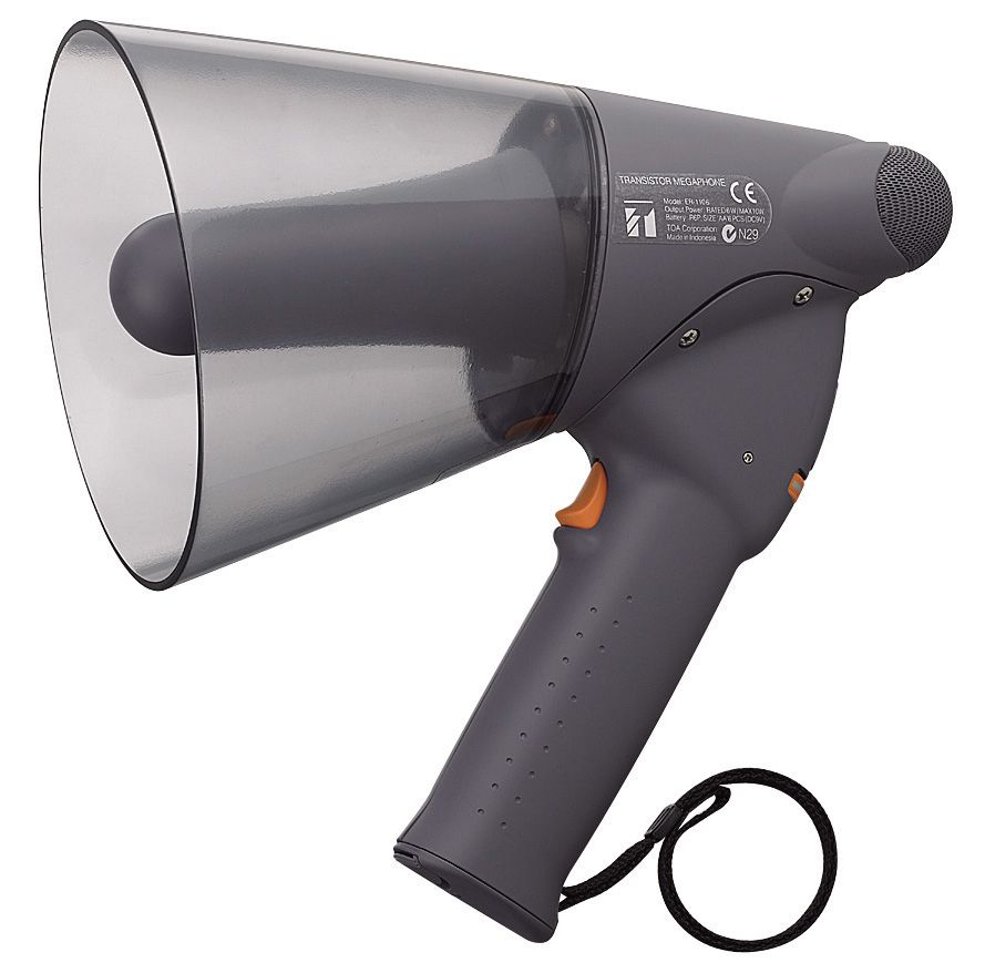 Splash-proof hand grip type megaphone - clear 6W