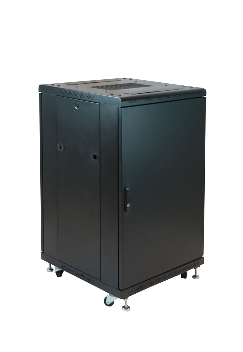18U FLOOR CAB w-3 SHELVES & BLANKS - 2 FANS