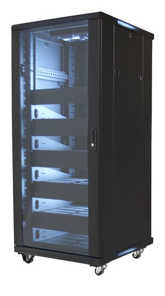 27U FLOOR CAB w-5 SHELVES & BLANKS - 2 FANS