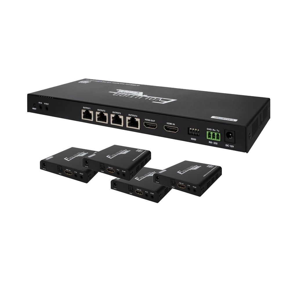 4K 1×4 HDMI Splitter over Cat6 Cable with HDMI Loop-out