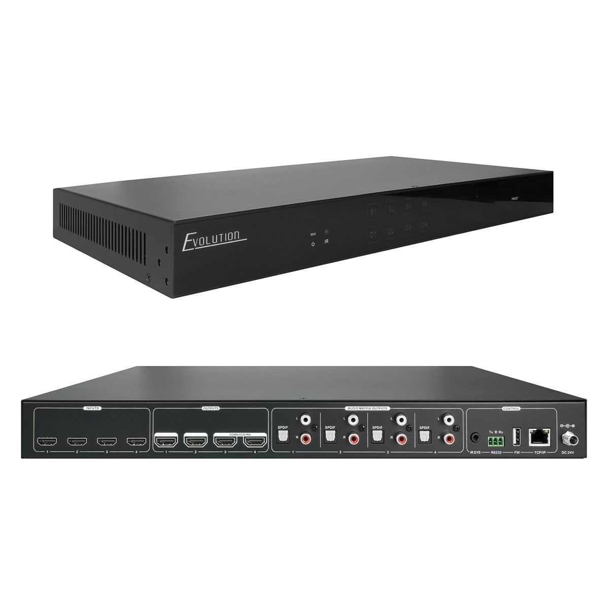 4×4 4K HDMI Matrix with Downscaling and Audio Matrix