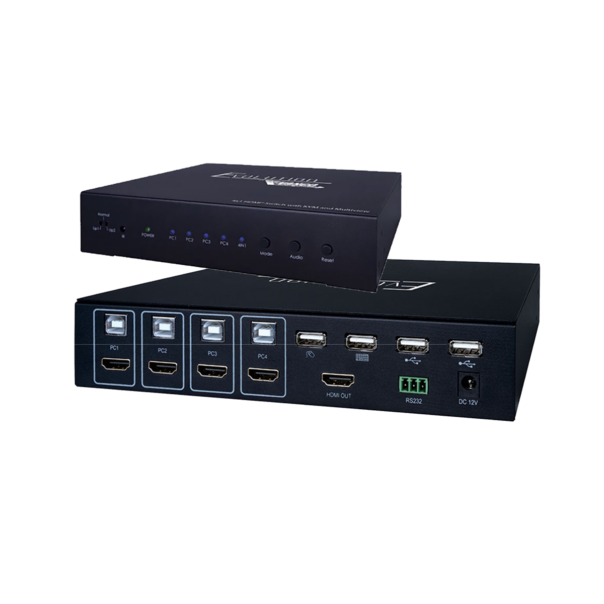 4×1 HDMI Switch with Quad-View and KVM USB Control