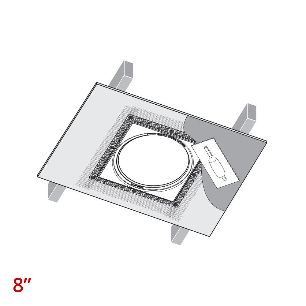 Flush Install Plaster Kit 8in CCM wSquare Grill *EA-MustBuy2