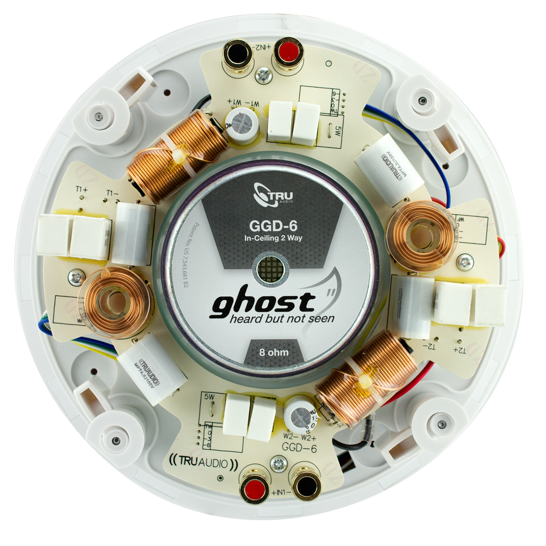6.5 in In-Ceiling Speaker with Dual Tweeters, White Glass