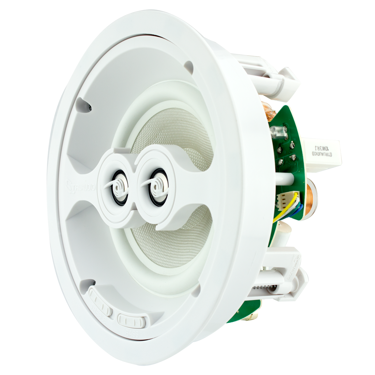 6.5 in In-Ceiling Speaker with Dual Tweeters, White Glass