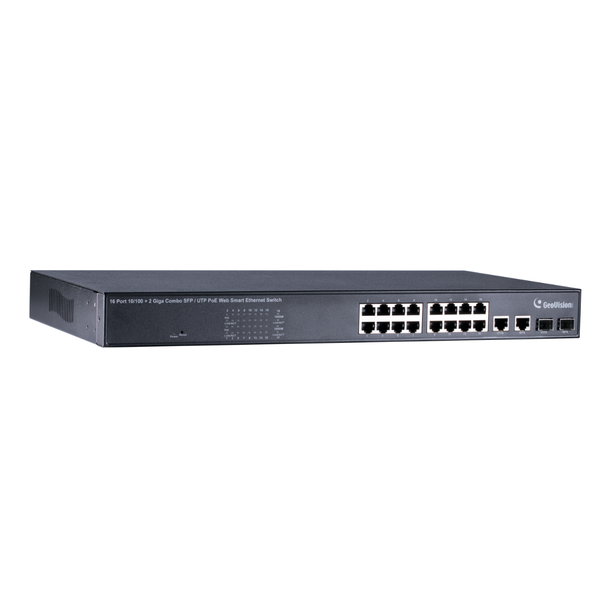 16 Pt PoE+ Long Distance Switch 10-100-1000 Mbps BaseTx mana