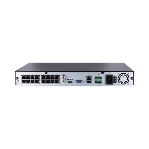16ch 4K PoE standalone NVR, 2x SATA Ports, 12MB Recording