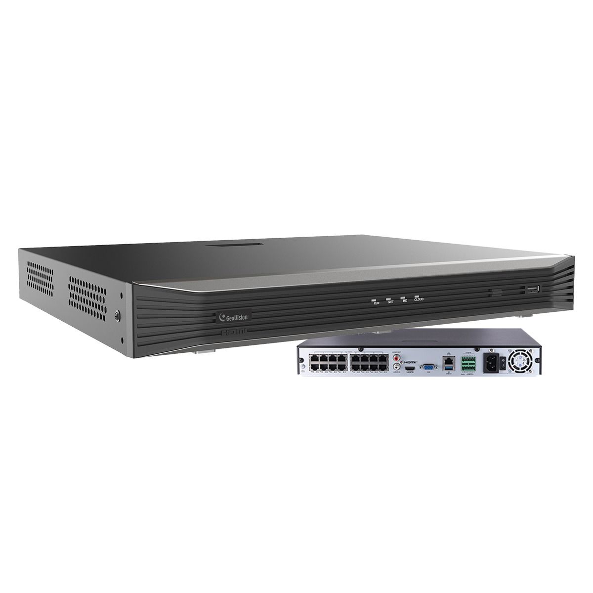 16ch 4K PoE standalone NVR, 2x SATA Ports, 12MB Recording