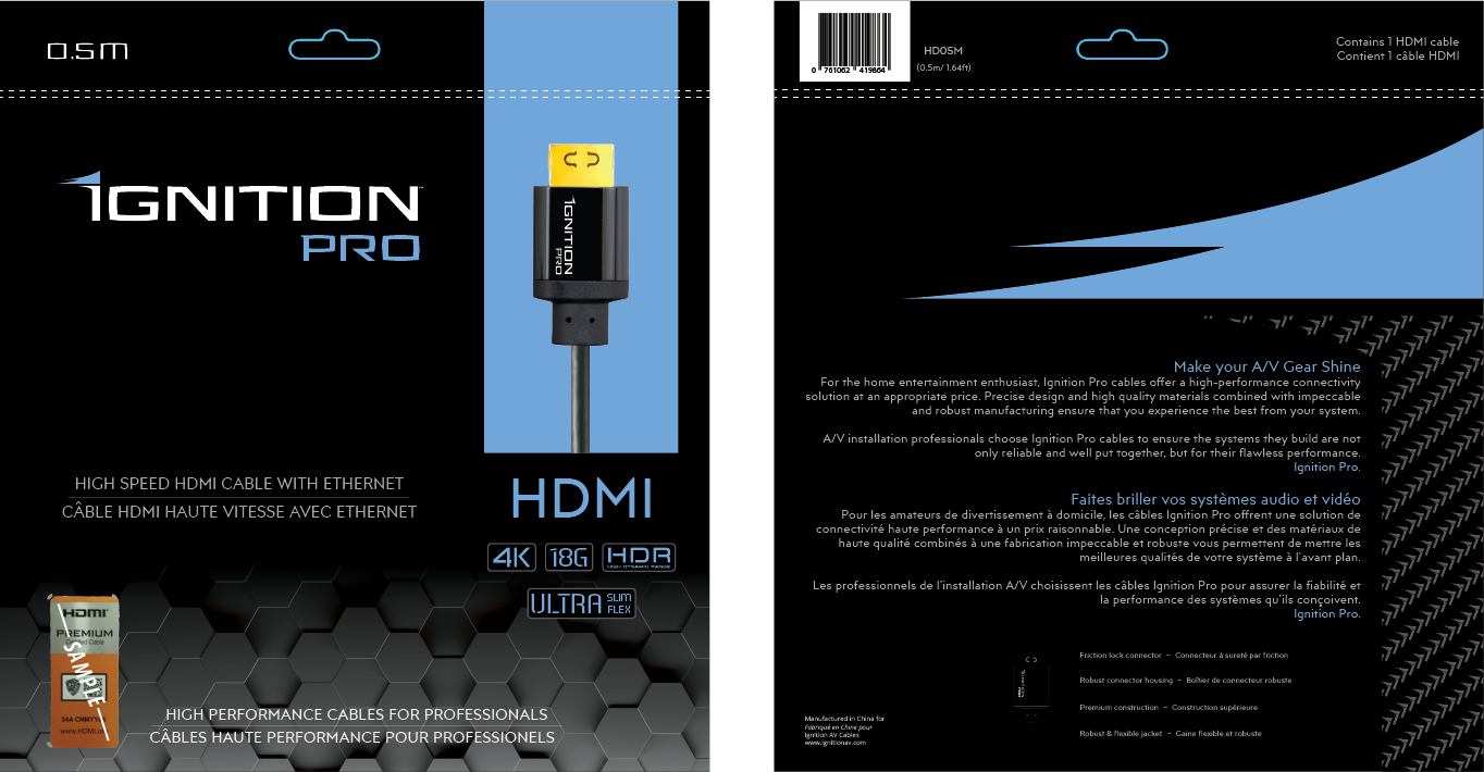 Ignition Pro HDMI 18Gbps 34 AWG 0.5M