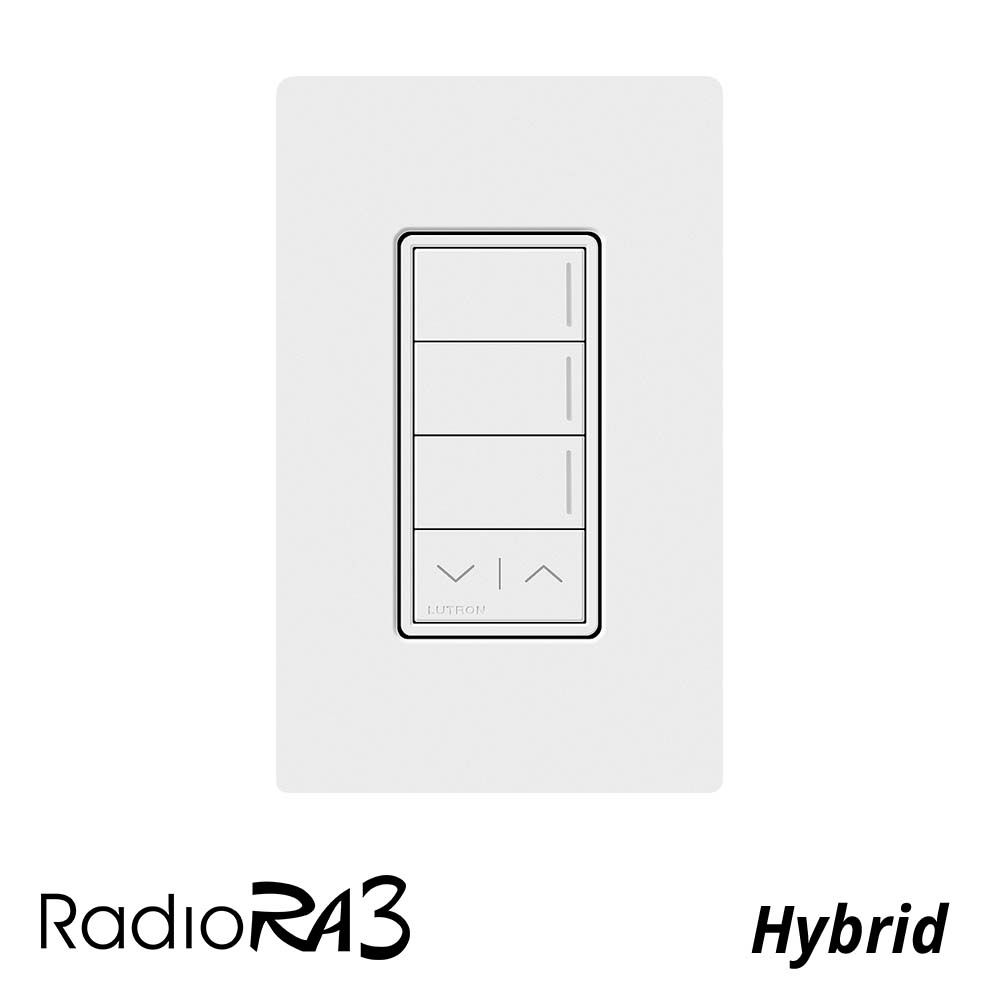 RA3 HYBRID KEYPAD W-NEUTRAL - 3B+ UP/DN - GLOSS WHITE