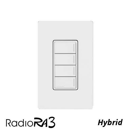 RA3 HYBRID KEYPAD W- NEUTRAL - 4 BUTTON - GLOSS WHITE