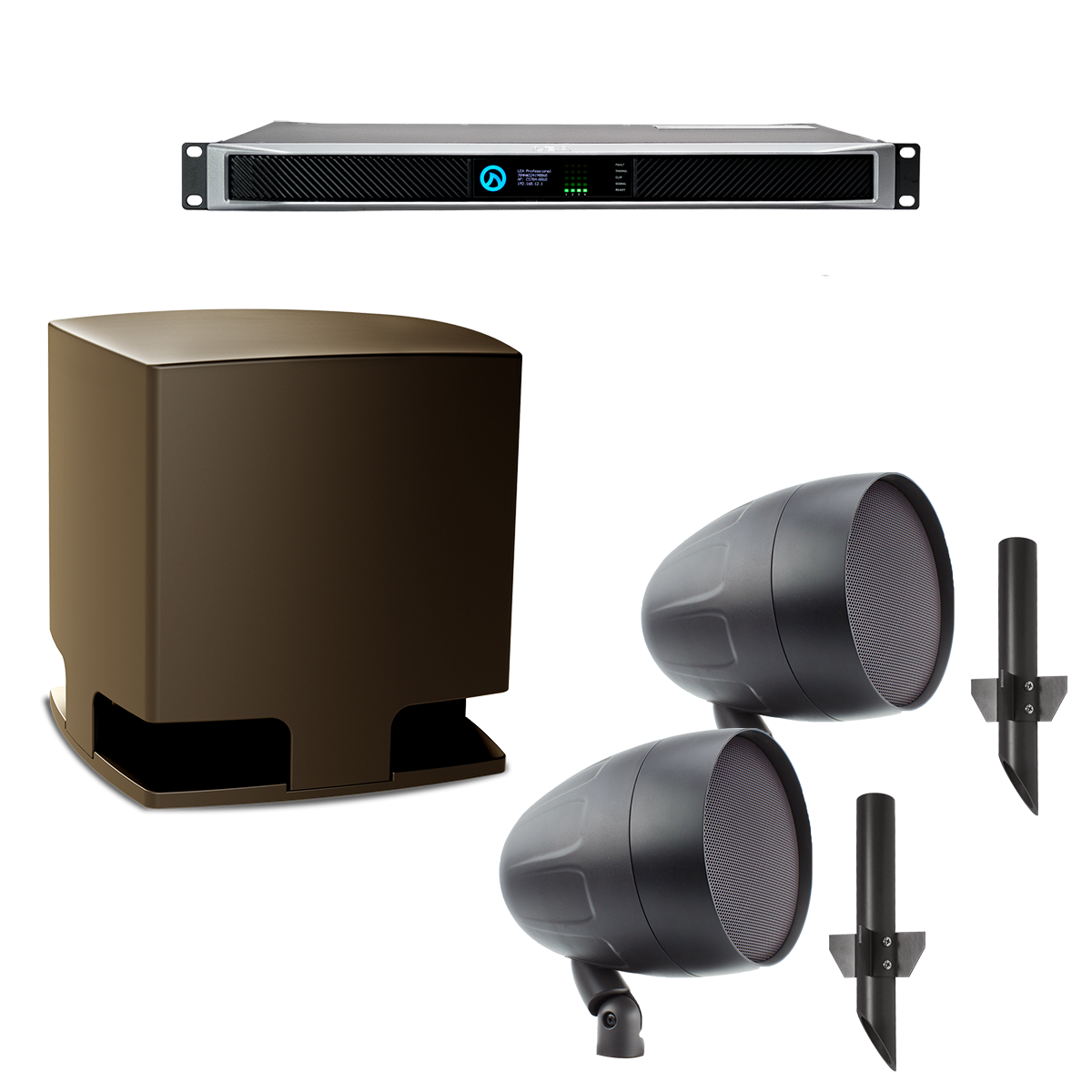 HS 12in Sub Brown -  2x 4.5in Landscape Spkrs & LEA Amp Pack