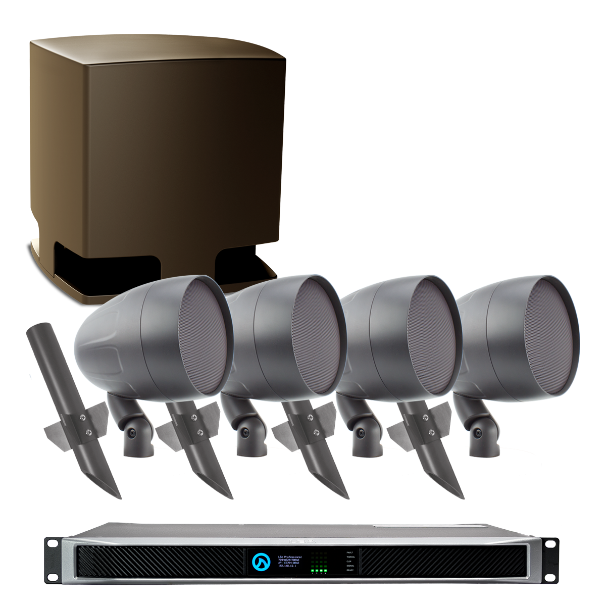 HS 12in Sub Brown - 4x 8inLandscape Spkrs & LEA Amp Pack