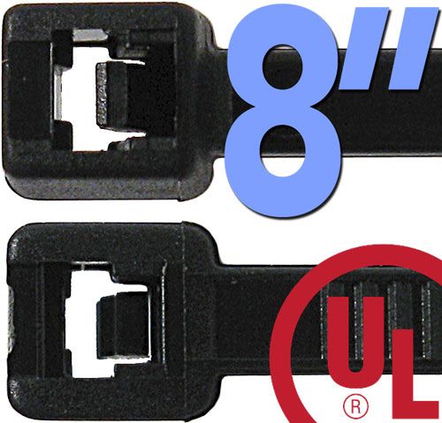 Cable Ties 50lbs 8 in Black 100