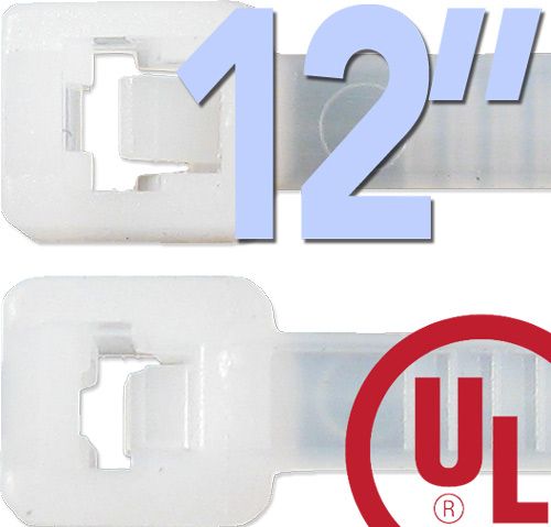 Cable Ties 12 in, 50lbs, White 100