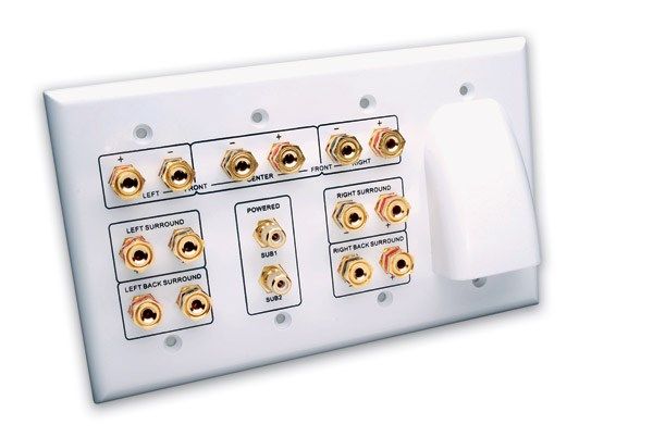 Whole House Audio and 7.2 Home Theater Wall Plate- White