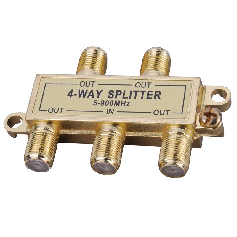 4-Way Signal Splitter with Built-In Grounding Block