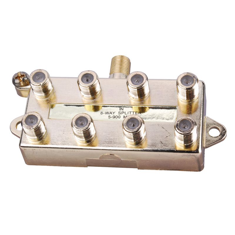 8-Way Signal Splitter with Built-In Grounding Block