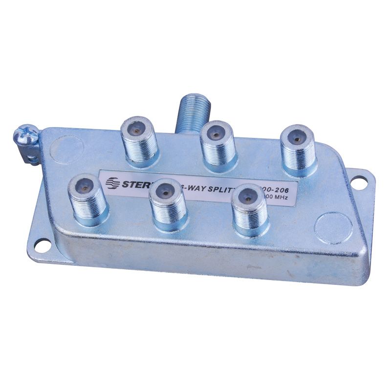 6-Way Signal Splitter with Built-In Grounding Block