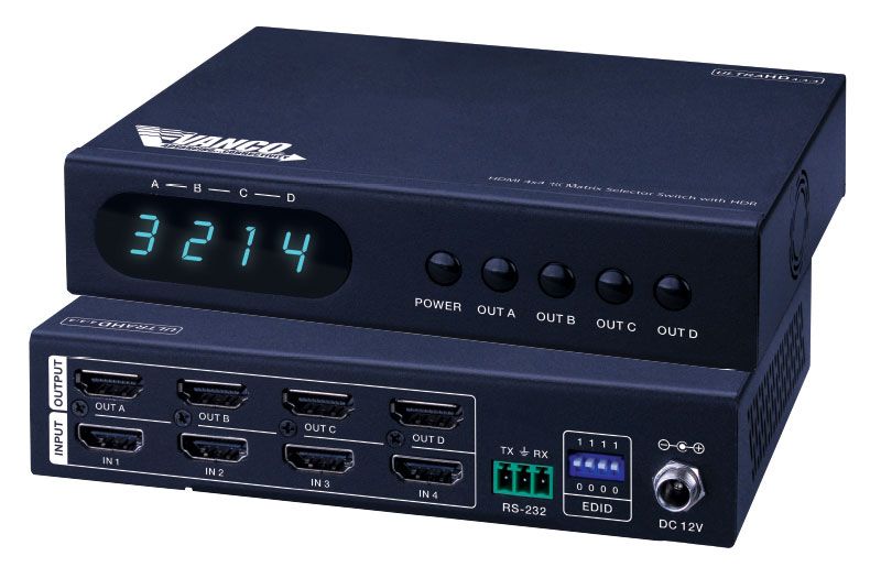 HDMI 4x4 4K Matrix Selector Switch with HDR