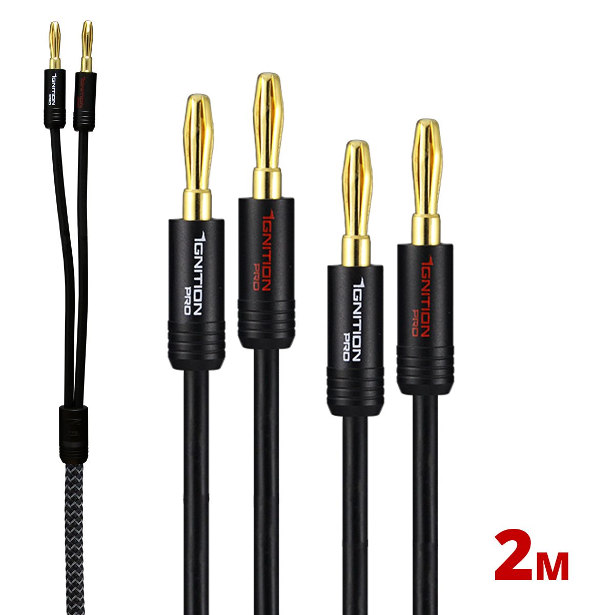 Ignition Speaker Cables, Stereo Pair w- Banana Jks, 2m-6.5ft