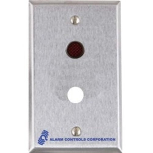 Alarm Controls RP-30L Remote Wall Plate with 1/2\\" Red LED, Single Gang, Stainless Steel