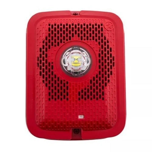 System Sensor SPSRKLED-B L-Series Speaker Strobe with LED, Outdoor, Wall-Mount, Bilingual Label, Red