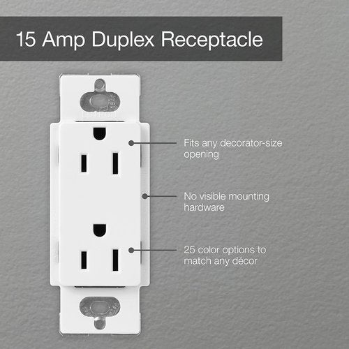 Lutron SCRS-15-TR-BI Claro 15A Tamper-Resistant Duplex Receptacle, Decorator-Style Outlet, Satin Finish, Biscuit