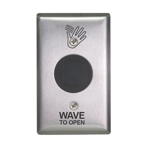 Camden CM-333/41S ValueWave 12/24 AC/DC Powered Touchless Switch or Relays, Single Gang, Stainless-Steel Faceplate, with Light Ring, Wave to Exit Graphics
