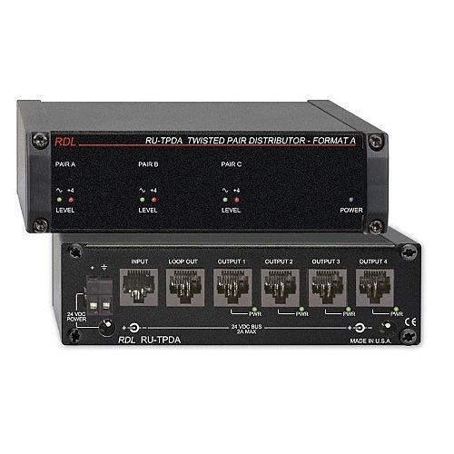 RDL RU-TPDA RACK-UP Series 4-Output Active Distributor Signal and Power Module