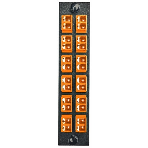 Hubbell FSPNLCDS12OR Fiber Optic Patch Panel, 24 Ports, 12 LC Duplex Connections, Zirconia Ceramic Ferrules