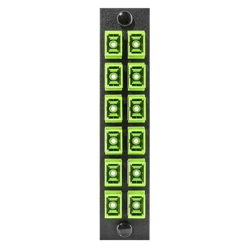 Hubbell FSPNSCA12 Fiber Optic Panel Adapter, 12-Fiber, 12 SC/APC SMP, Zircon Sleeves, Green