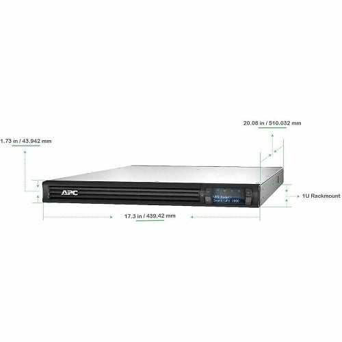 APC SMT1000RM1U Smart-UPS Line Interactive, Rack-Mountable, 1000VA, LCD Display