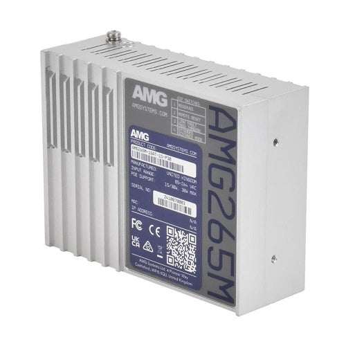 AMG Systems AMG265M-1FAT-1S-P30 AMG265M Series Industrial Mini PoE Media Converter, 1 x 10/100Base-T(x) RJ45 Port, 1 x 100/1000Base-Fx SFP Port, Integrated 30W PSU