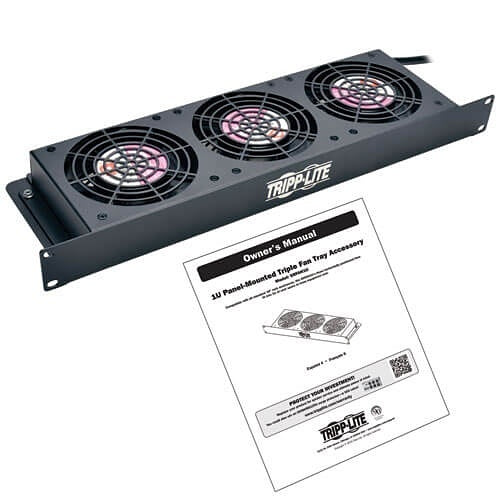 Tripp Lite SRFAN1U SmartRack 1U Fan Tray, 3x 120V High-Performance Fans, 210 CFM, 5-15P Plug