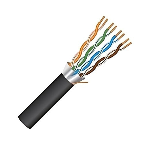 Paige 710636ASDB CAT6a 23AWG 4-Pair Shielded Cable, Gel-Filled, Direct Burial, 1000\' Reel, Black