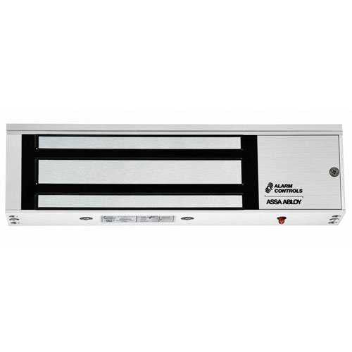 Alarm Controls 1200 lb Single Door Magnetic Lock with LED Status Indicator, Bond Sensor and Door Status Sensor, 1200 lb, Clear Anodized